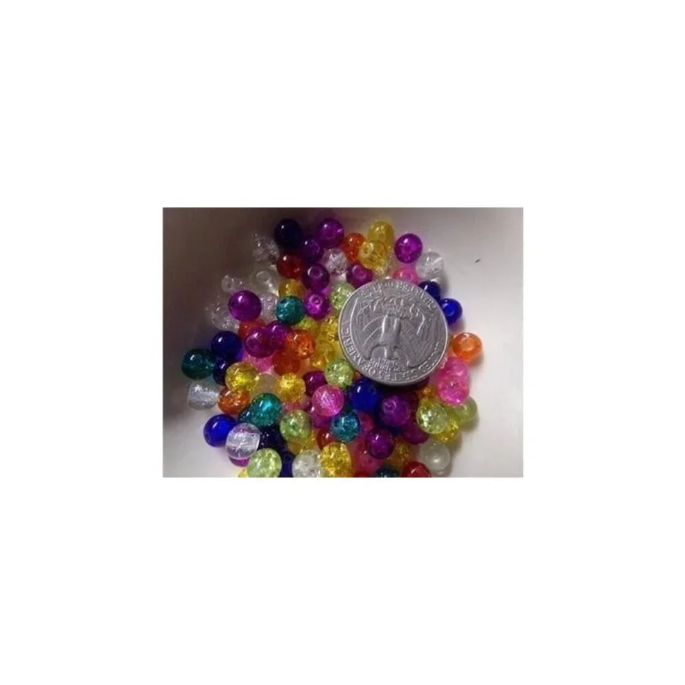 100 pc Mixed Color Crackle Glass Beads 6mm